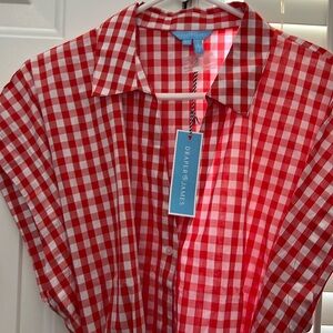 Draper James Trisha Red Gingham Shirtdress 2x *New With Tag*